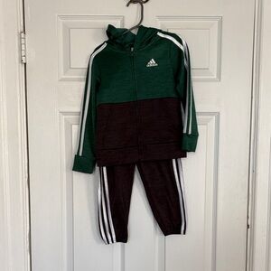 Adidas Kids Green and Black Jogger Set